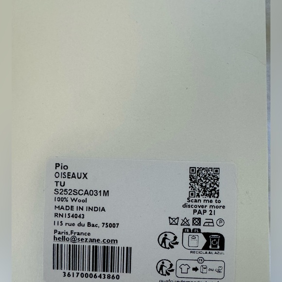 NWT - PIO SCARVE- SÉZANE X ANTOINETTE POISSON Blue Birds Print - Picture 4 of 4